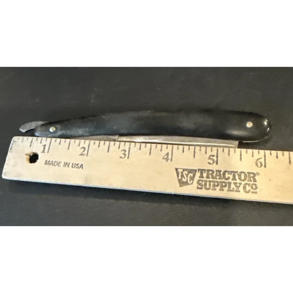 Vintage‎ Theo A Kochs Chicago Straight Razor Black Handle Germany Box READ